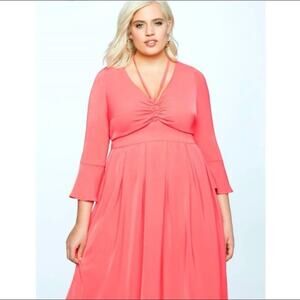 NWT Eloquii Flare Sleeve Coral Dress